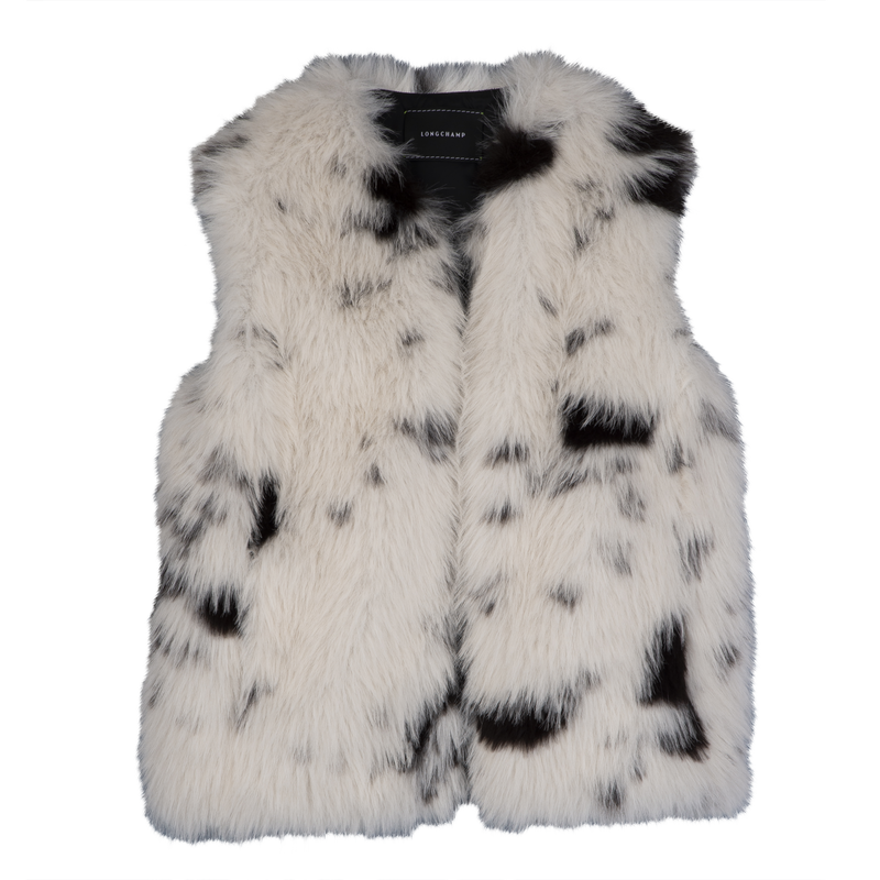 Sleeveless cardigan , Black/White - Faux fur  - View 1 of  5