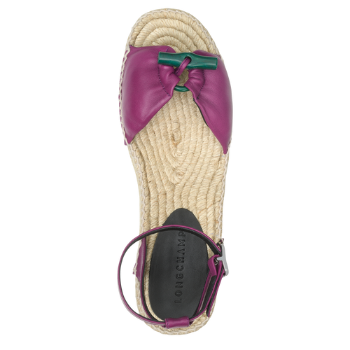 Le Roseau Wedge espadrilles , Violet - Leather - View 3 of  3