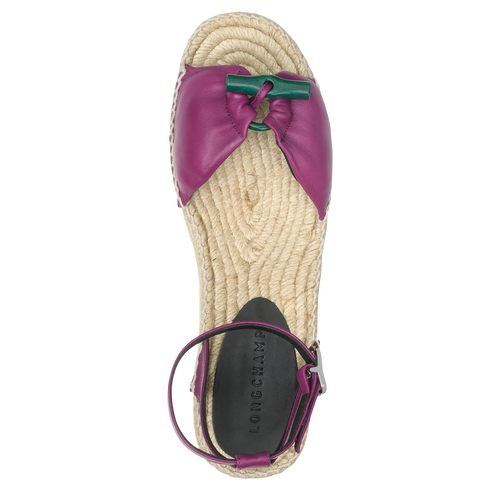 Espadrilles compensées Roseau , Cuir - Violette - Vue 3 de 3