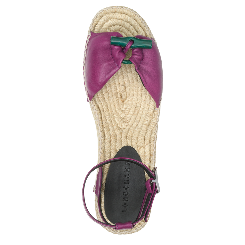Le Roseau Wedge espadrilles , Violet - Leather  - View 3 of  3