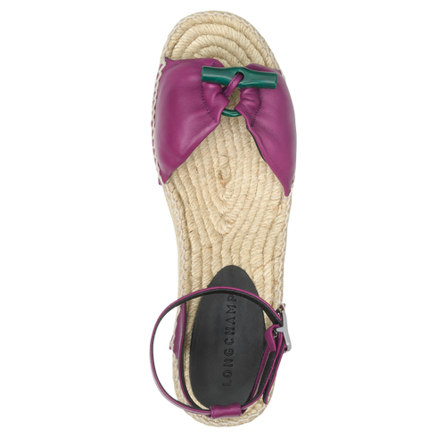 Roseau 楔形草編鞋 , 紫色 - 皮革 - 查看 3 3