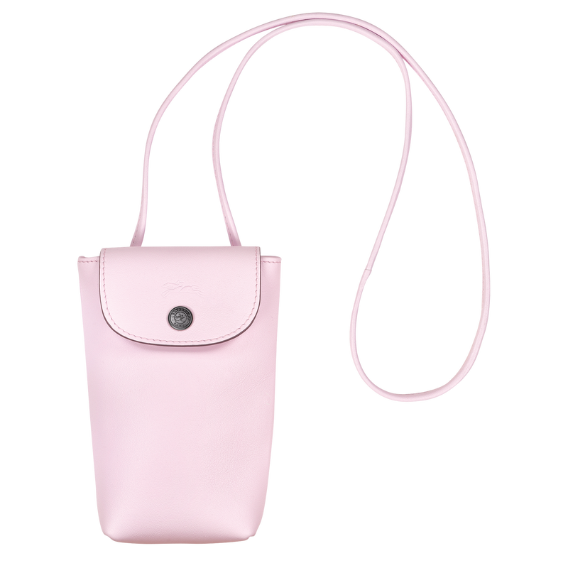 Le Pliage Xtra Phone case with leather lace , Petal Pink - Leather  - View 1 of 4