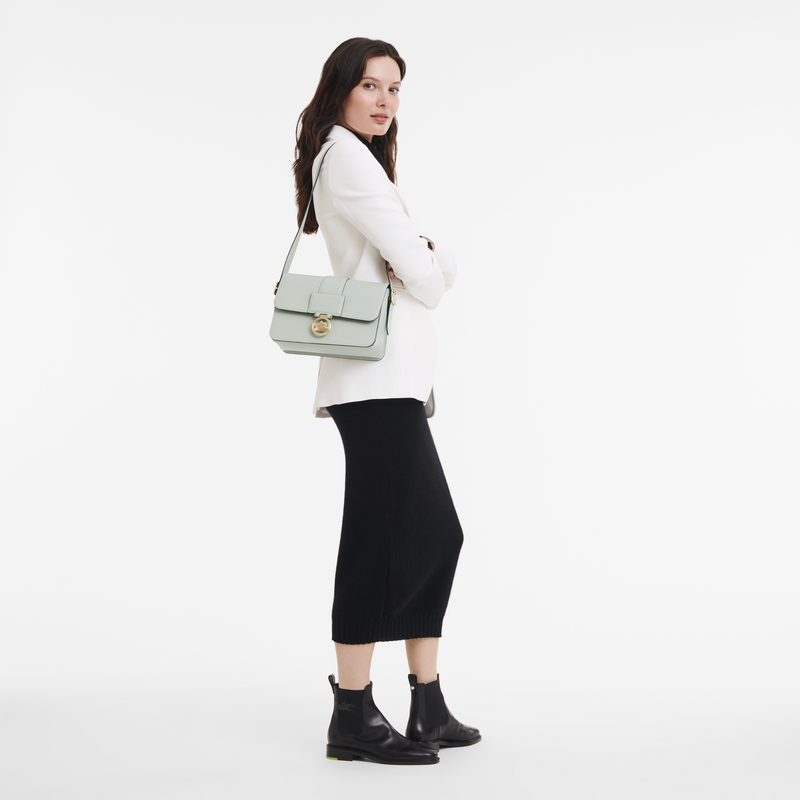 Box-Trot M Crossbody bag , Green-gray - Leather  - View 2 of  6