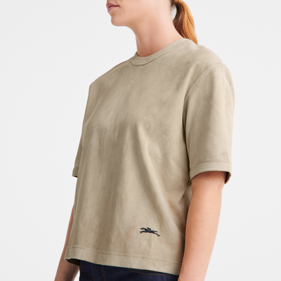 null Top corto de piel, Beige