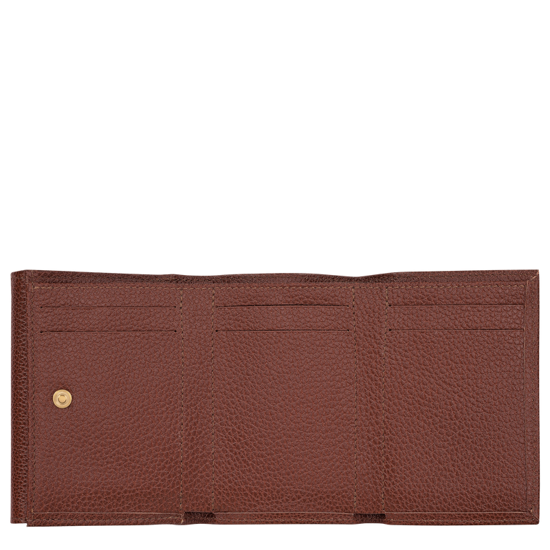 Carteira compacta Le Foulonné , Pele - Café  - Vista 3 de  3