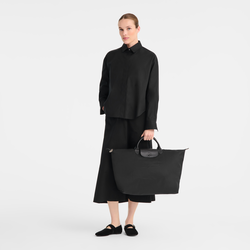 Le Pliage One L Travel bag , Black - Recycled canvas