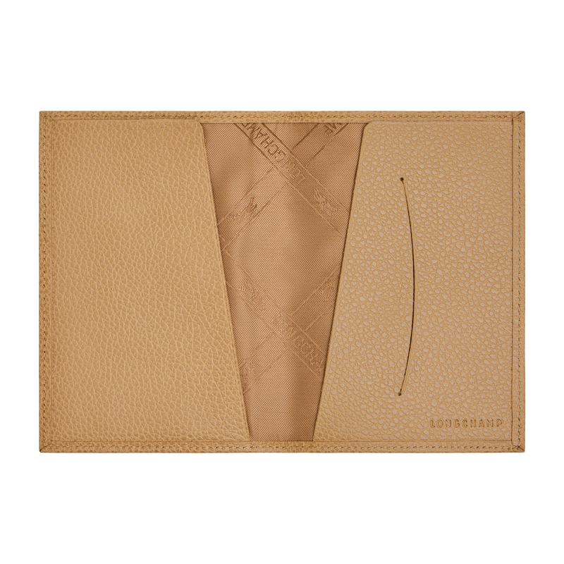 Le Foulonn&eacute; Passport cover , Biscuit - Leather  - View 3 of 3