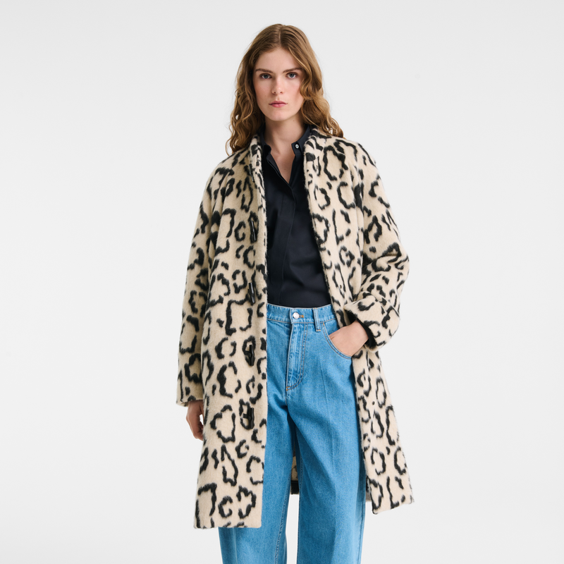 Abrigo , Jacquard de alpaca - Beige/Negro  - Vista 3 de 3
