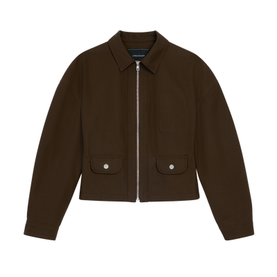 Jacket , Mocha - Double-face gabardine