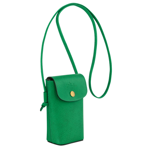 Etui téléphone avec cordon Épure , Cuir - Vert - Vue 3 de 4