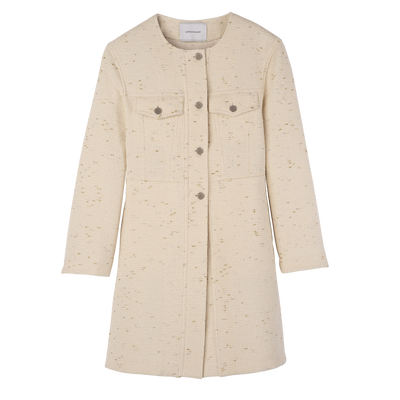 Coat , Ivory - Tweed
