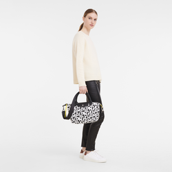 Le Pliage LGP Tas met handgreep aan de bovenkant S , Zwart/wit - Canvas