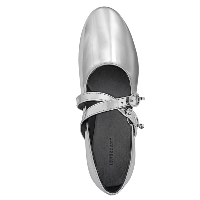 Le Foulonn&eacute; Bailarinas , Cuero - Plateado  - Vista 4 de 4