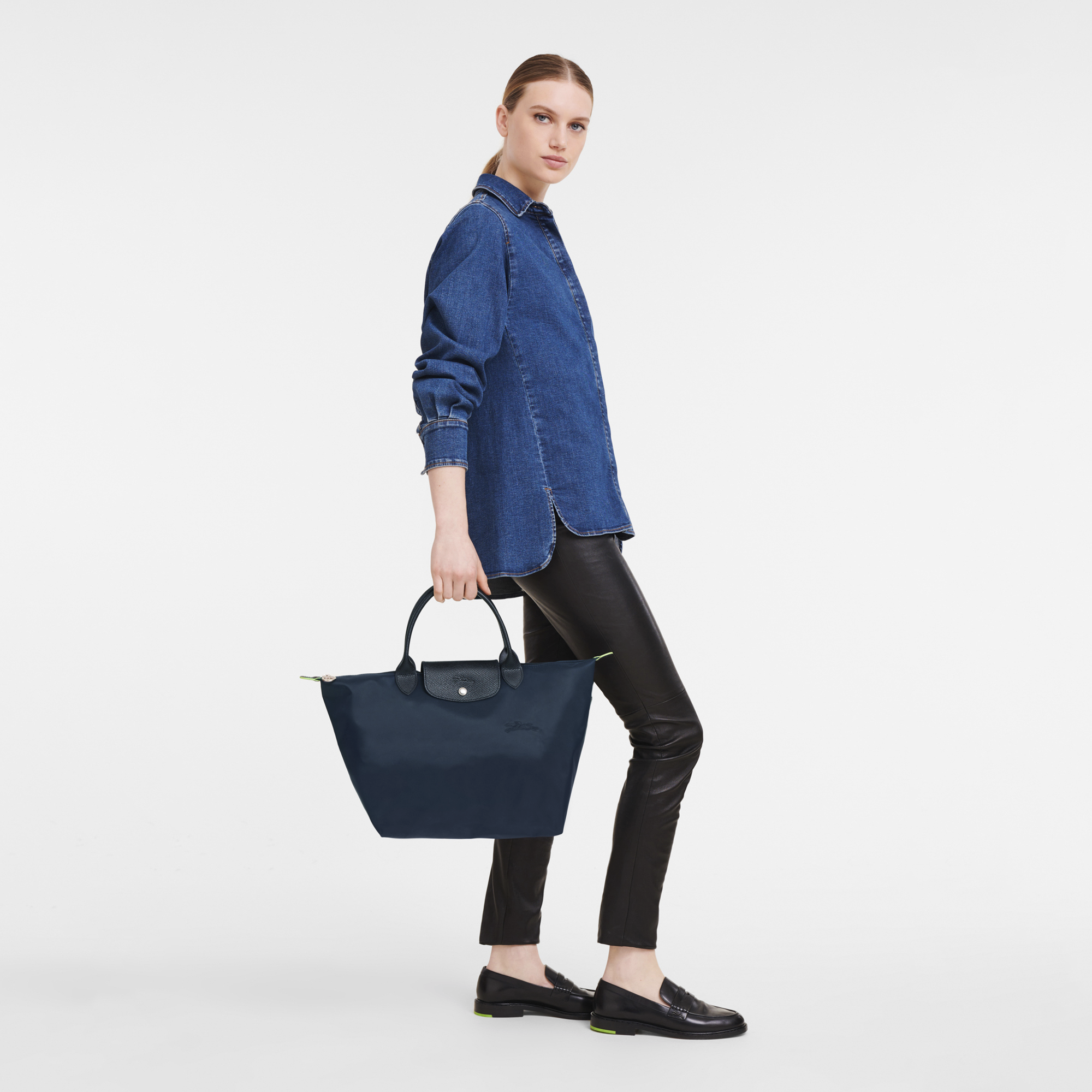 Longchamp 'Le Pliage' Overnighter in Navy