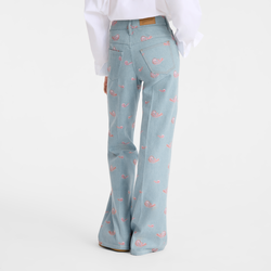 Jean's , Sky Blue - Embroidered denim