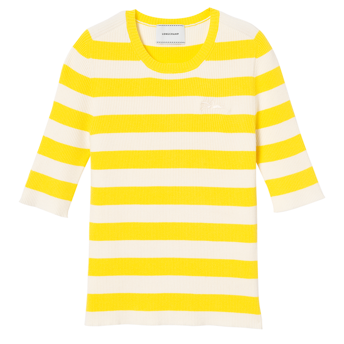Kollektion Frühjahr/Sommer 2023 T-Shirt in Strickware, Zitrone/Ecru