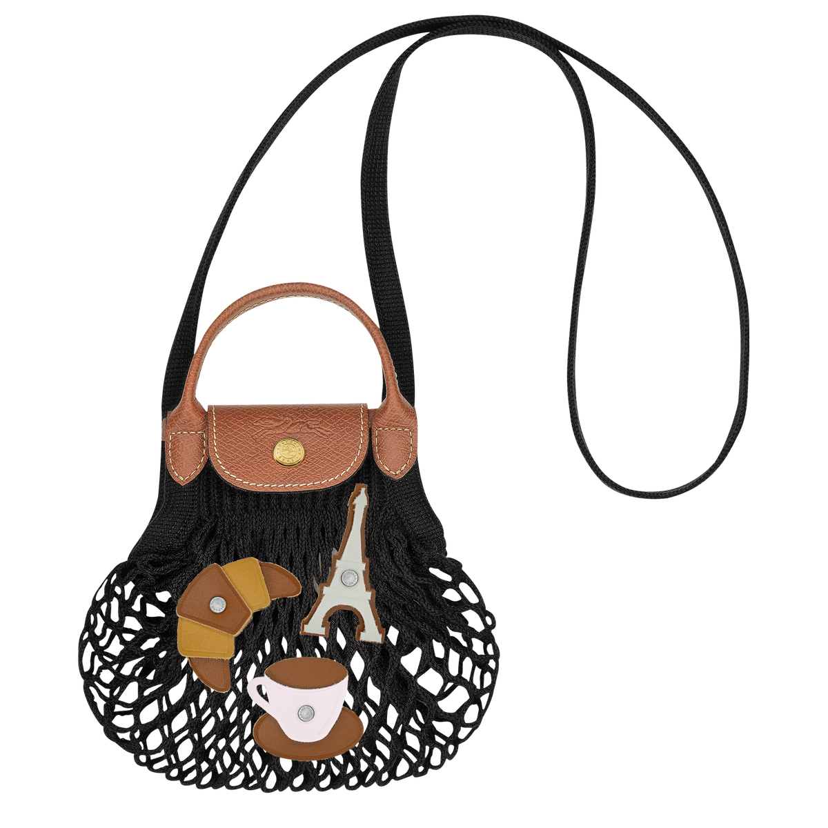 Женская сумка Longchamp Le Pliage Filet XS Mesh, цвет: Чёрный — фото 5