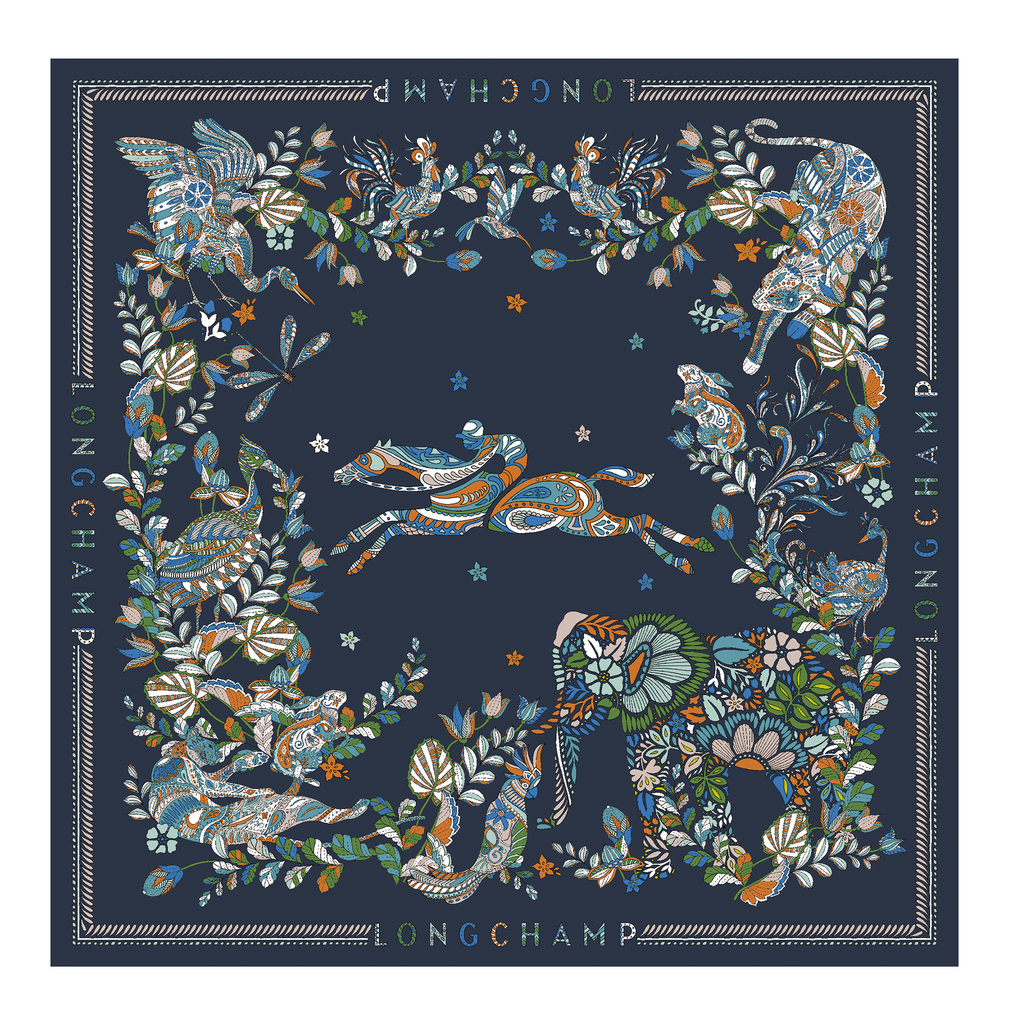 Silk scarf 90, Navy - View 1 of
2 - zoom in Forêt Longchamp Silk scarf 90, Navy