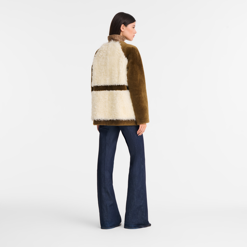 Coat , Olive/Ecru - Leather  - View 3 of  5