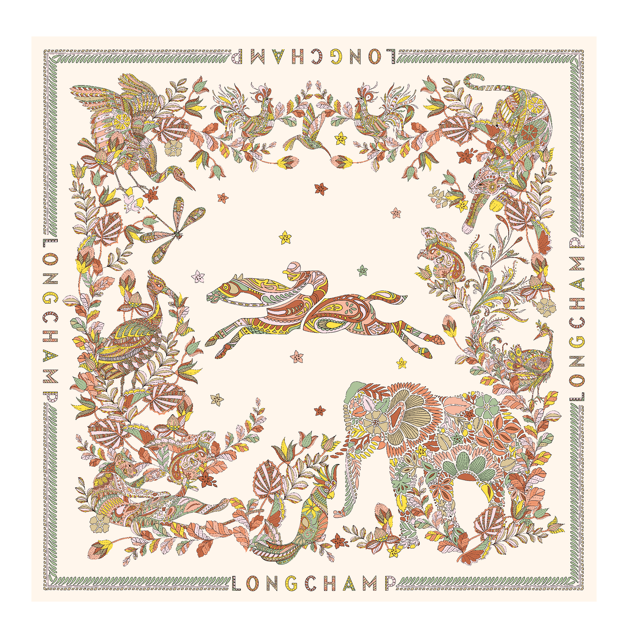 Silk scarf 90, Ecru - View 1 of
3 - zoom in Forêt Longchamp Silk scarf 90, Ecru