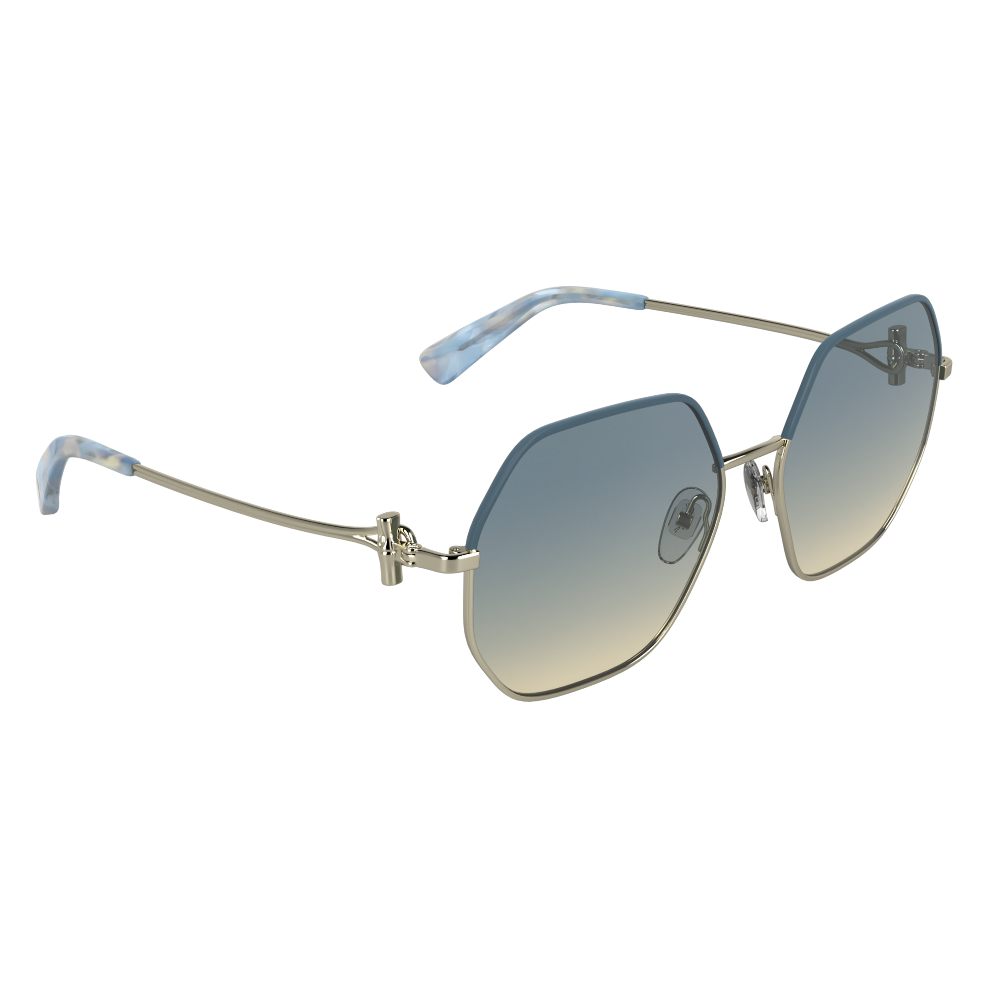 null Sunglasses, Gold/Blue