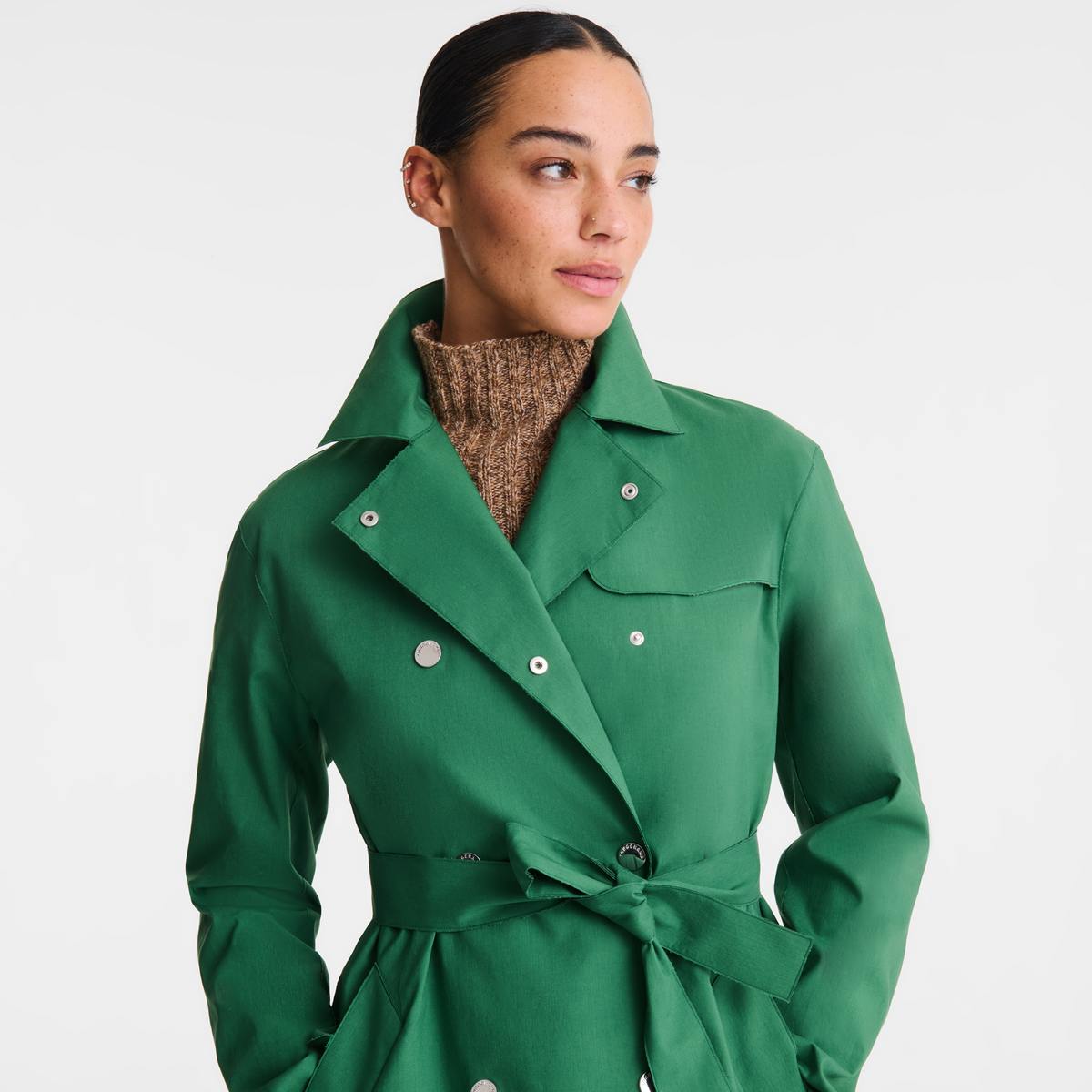 Женская куртка Longchamp Trench coat 61390CPR, цвет: Зелёный — фото 4