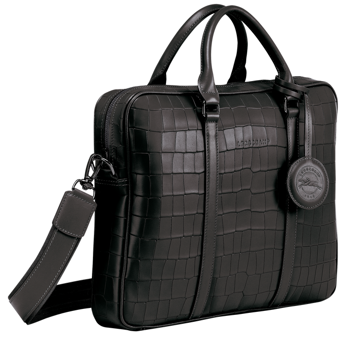 Croco Block Briefcase XS, Black