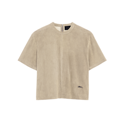 Top corto de piel , Cuero - Beige