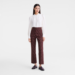Trousers , Eggplant - Printed gabardine