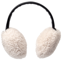 Earmuffs , Ivory - Leather