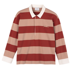 Polo shirt , Cream/Coral - Striped jersey