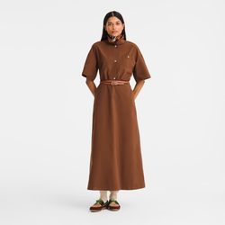 Vestido , Popelina t&eacute;cnica - Caf&eacute;