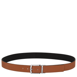 Le Foulonn&eacute; Men's belt , Caramel/Black - Leather