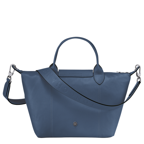 Le Pliage Cuir Top handle bag S, Pilot blue