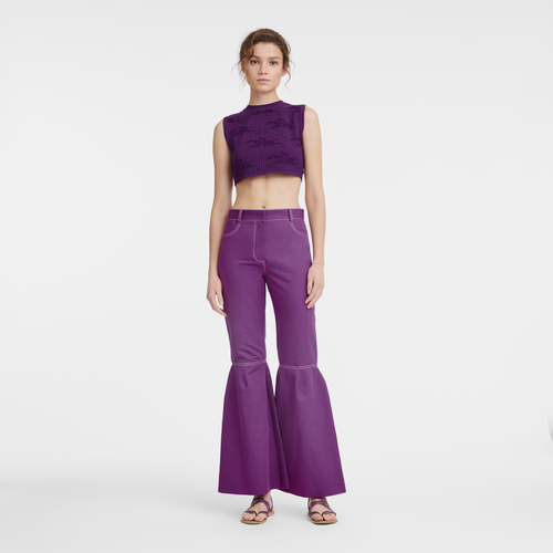 Trousers , Violet - Gabardine - View 2 of  3