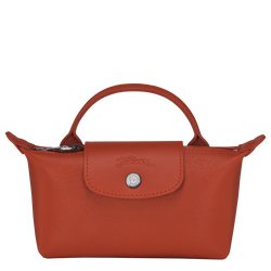 NWT Longchamp Le Pliage Cuir Clutch Clay Pouch Made in France
