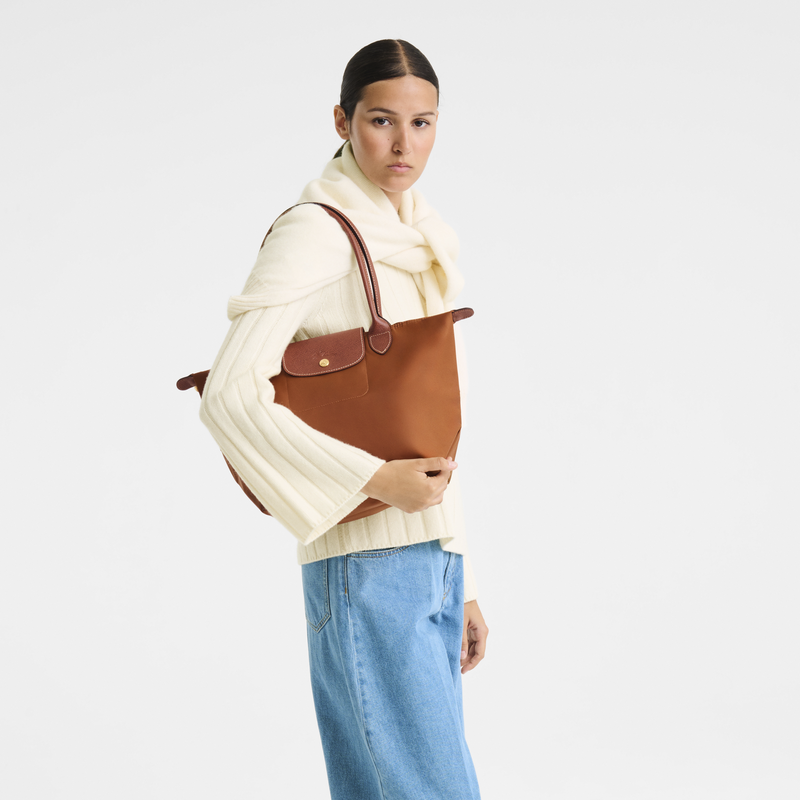 Sac cabas M Le Pliage Original , Toile recycl&eacute;e - Cognac  - Vue 8 de 8