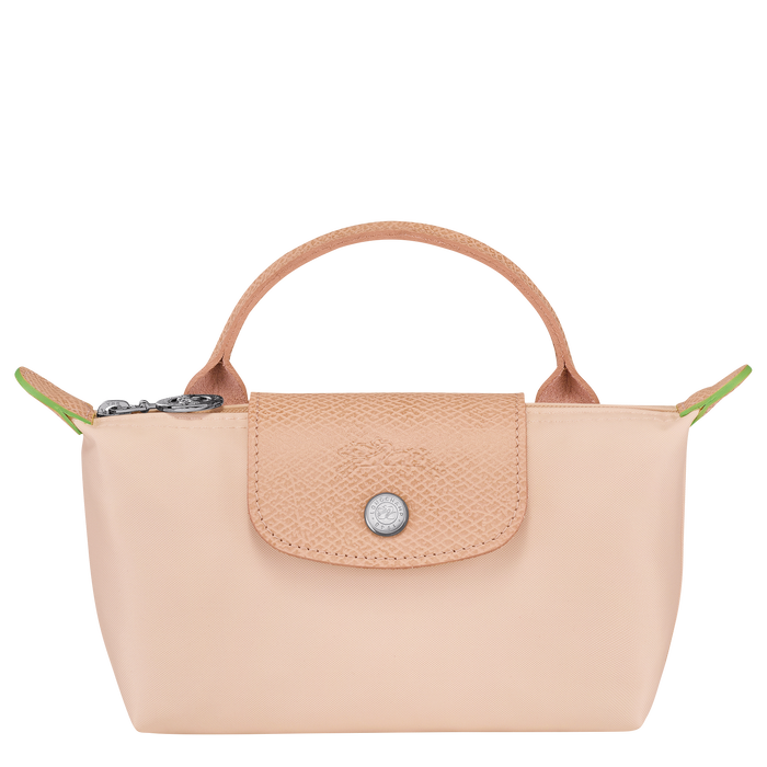 Le Pliage Green Pouch with handle, Flowers