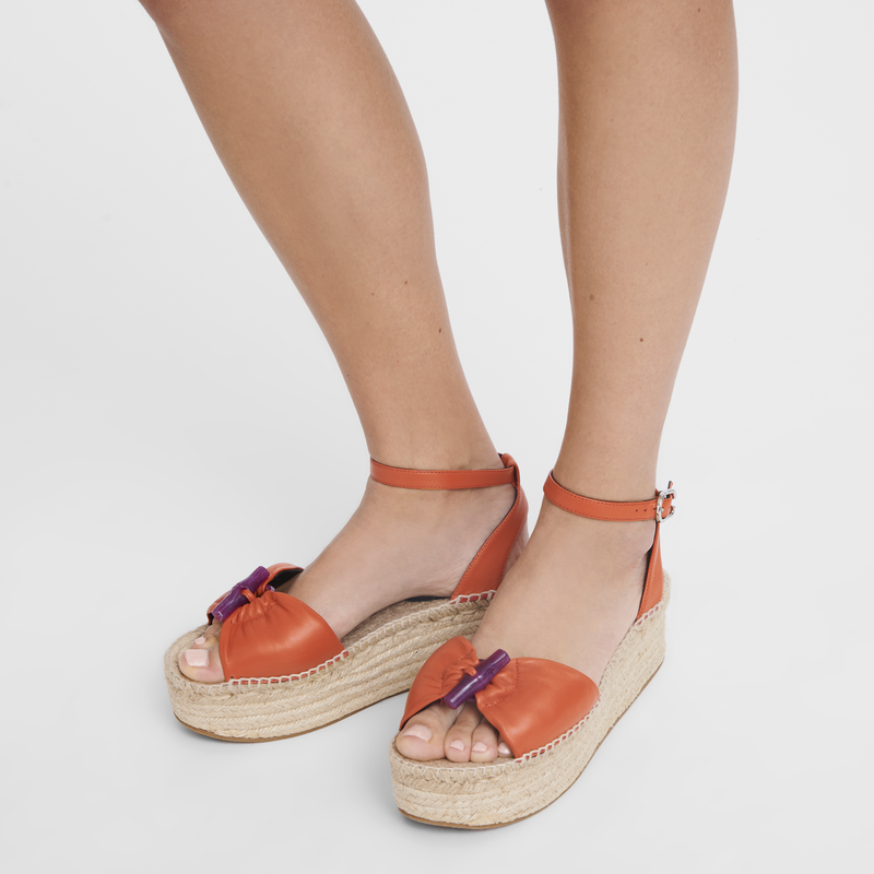 Espadrilles compensées Le Roseau , Cuir - Sienne  - Vue 2 de 4