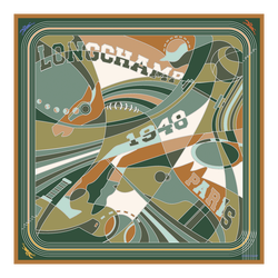 Longchamp League Silk scarf 90 , Nutmeg - OTHER