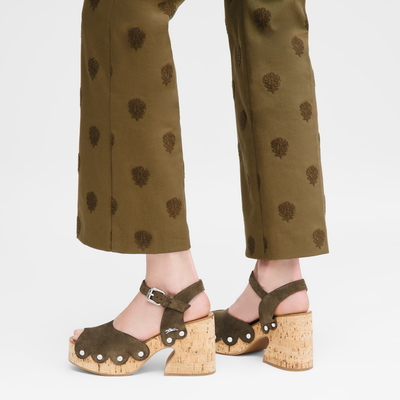 La Cigale Sandals , Olive - Leather
