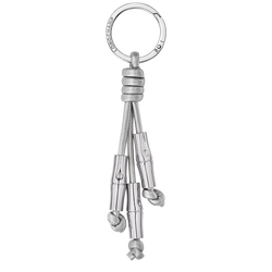 Le Roseau Key ring , Silver - Leather