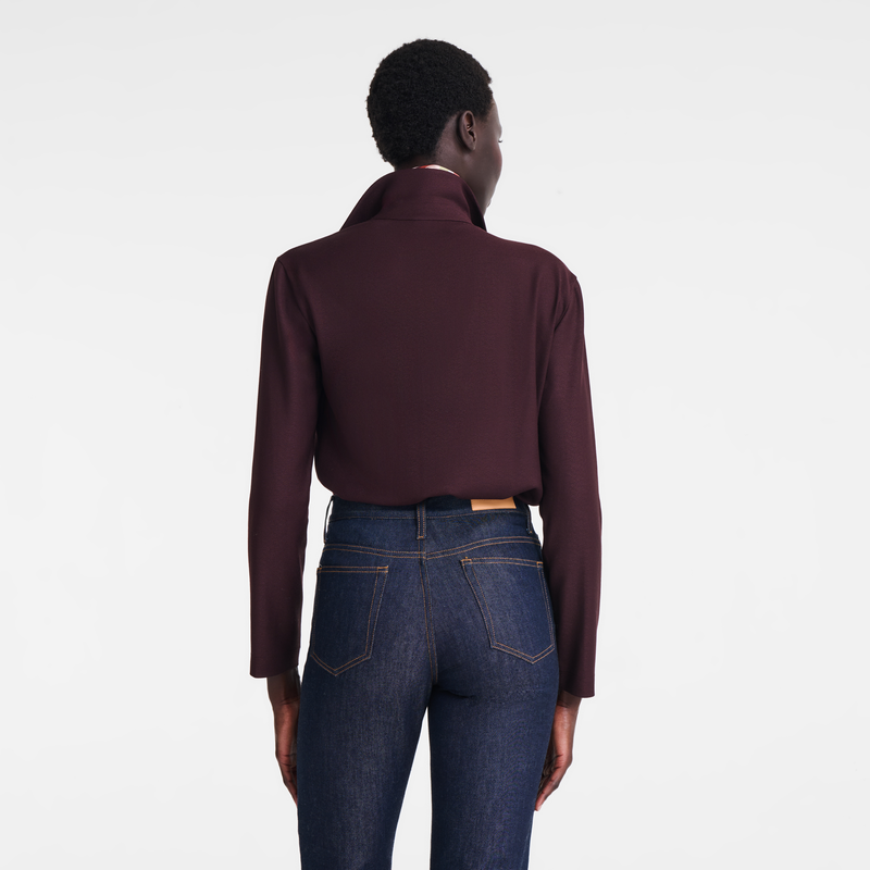 Camisa , Crep&eacute; - Burdeos  - Vista 3 de 4